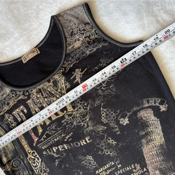 Blue Canyon Y2K Italy Graphic Tank Top Medium Grunge Studded - Picture 7 of 7